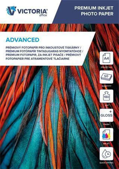 Termék főképe Fotografický papír "Advanced", do inkoustové tiskárny, lesklý, A4, 180g, VICTORIA 50 listů