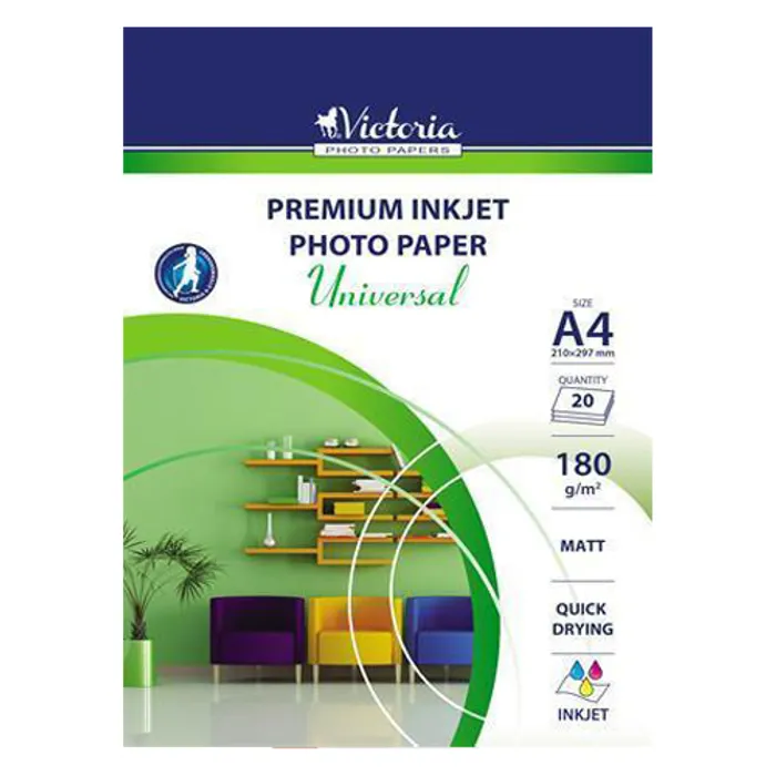 Termék főképe Fotografický papír "Universal", do inkoustové tiskárny, matný, A4, 180g, VICTORIA 20 listů