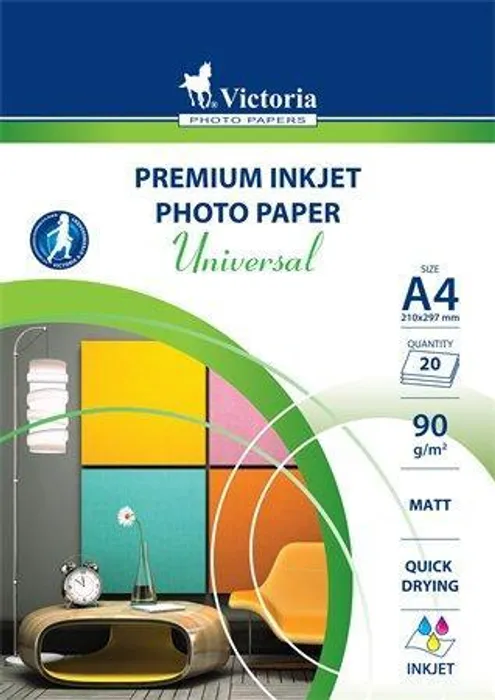 Termék főképe Fotografický papír "Universal", do inkoustové tiskárny, matný, A4, 90g, VICTORIA 20 listů
