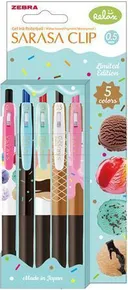 Sarasa Clip Ice Cream gél toll, 5 különböző színben, 0,33 mm, nyomógombos mechanizmus, ZEBRA 82756