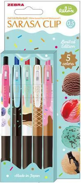Termék főképe Gelové pero "Sarasa Clip Ice Cream", 5 různých barev, 0,33 mm, stiskací mechanismus, ZEBRA 82756