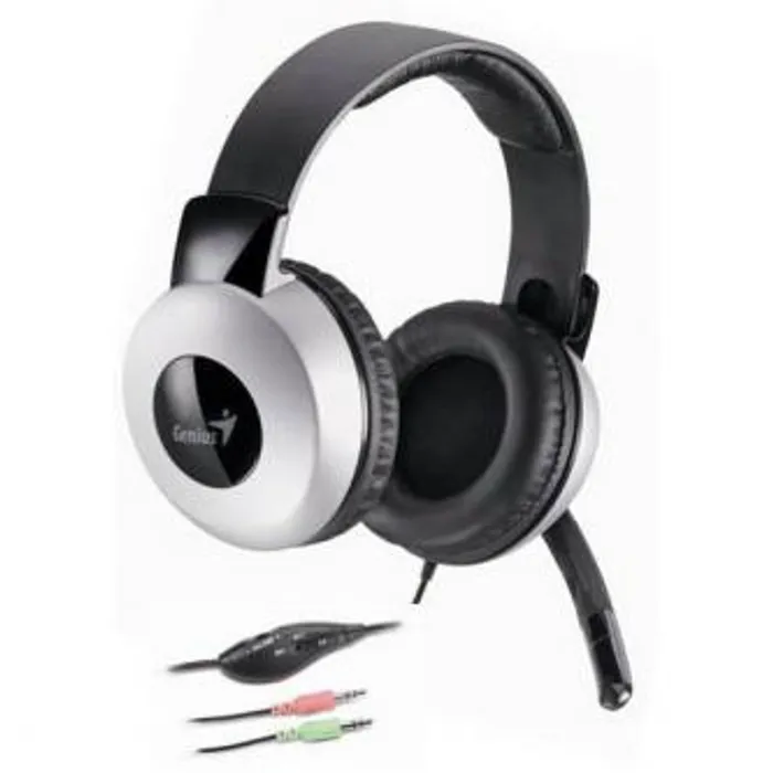 Termék főképe Genius HS-05A, sluchátka s mikrofonem, ovládání hlasitosti, černo-stříbrná, 2x 3.5 mm jac