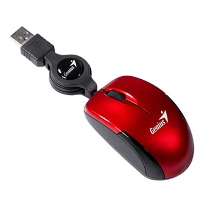 Termék főképe Genius Myš Micro Traveler V2, 1200DPI, optická, 3tl., 1 kolečko, drátová USB, červená, Mi