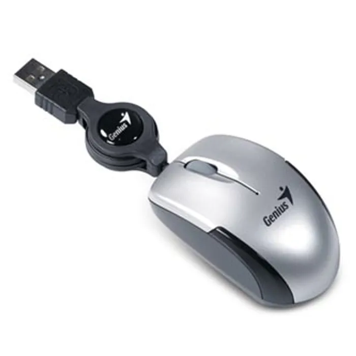 Termék főképe Genius Myš Micro Traveler V2, 1200DPI, optická, 3tl., 1 kolečko, drátová USB, stříbrná, M