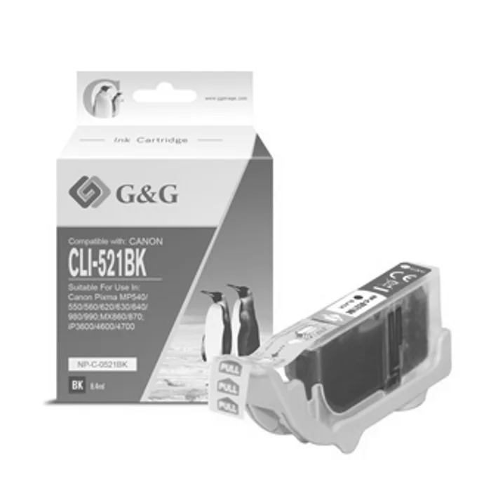 Termék főképe G&G kompatibilní ink s CLI521BK, black, 8.4ml, NP-C-0521BK, 2933B001, pro Canon iP3600, i