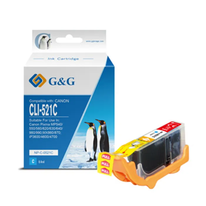 Termék főképe G&G kompatibilní ink s CLI521C, cyan, 8.4ml, NP-C-0521C, 2934B001, pro Canon iP3600, iP46