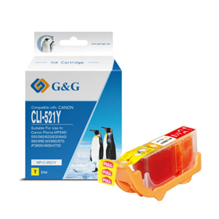 Termék főképe G&G kompatibilní ink s CLI521Y, yellow, 8.4ml, NP-C-0521Y, 2936B001, pro Canon iP3600, iP