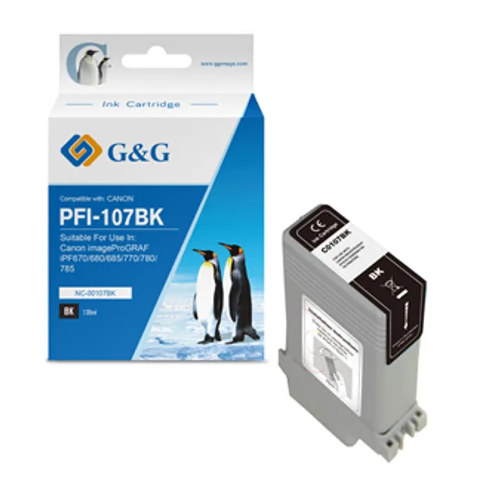 Termék főképe G&G kompatibilní ink s PFI107BK, black, 130ml, NC-00107BK, 6705B001, pro Canon iPF-680, 6