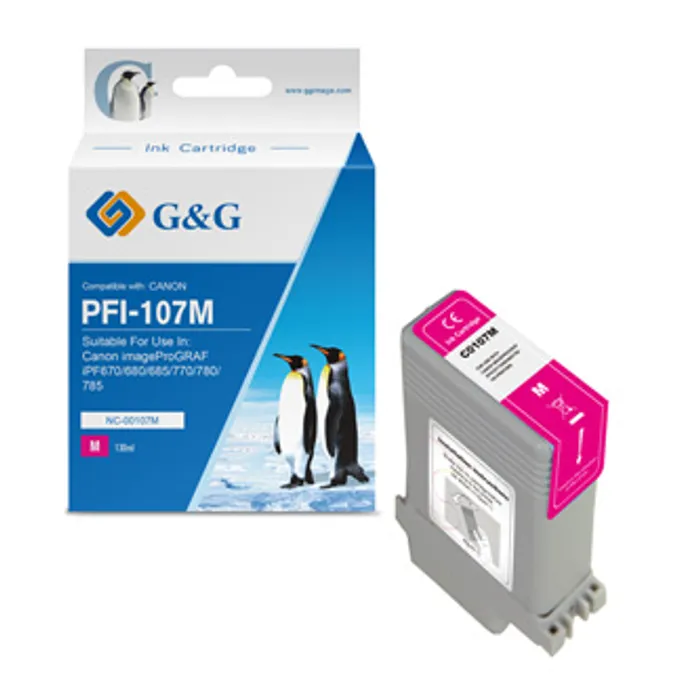 Termék főképe G&G kompatibilní ink s PFI107M, magenta, 130ml, NC-00107M, 6707B001, pro Canon iPF-680, 6