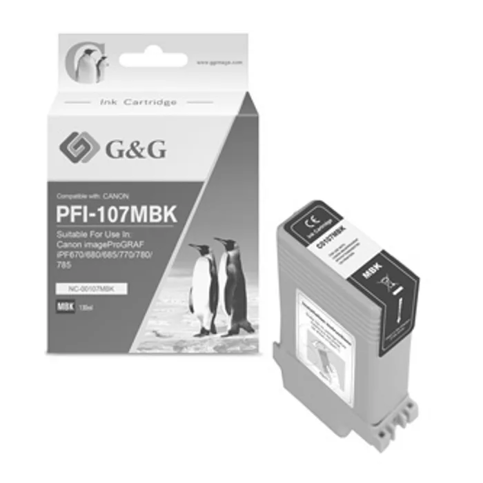 Termék főképe G&G kompatibilní ink s PFI107MBK, matte black, 130ml, NC-00107MBK, 6704B001, pro Canon iP