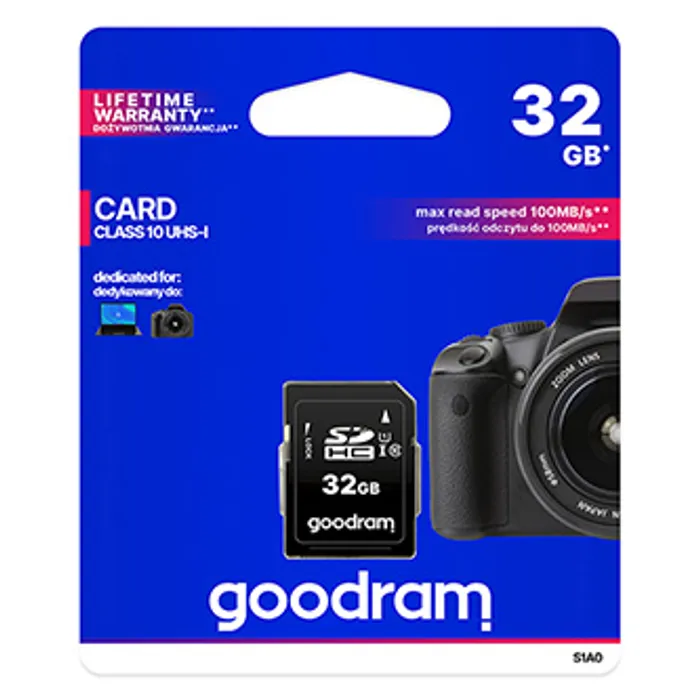 Termék főképe Goodram Secure Digital Card, 32GB, SDHC, S1A0-0320R12, UHS-I U1 (Class 10)