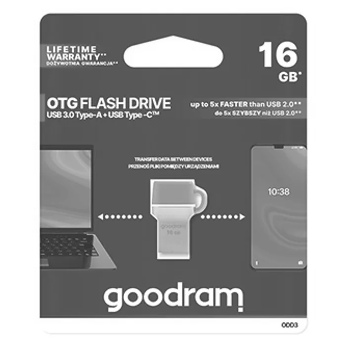 Termék főképe Goodram USB flash disk OTG, USB 3.0 (3.2 Gen 1), 16GB, ODD3, modrý, ODD3-0160B0R11, USB A