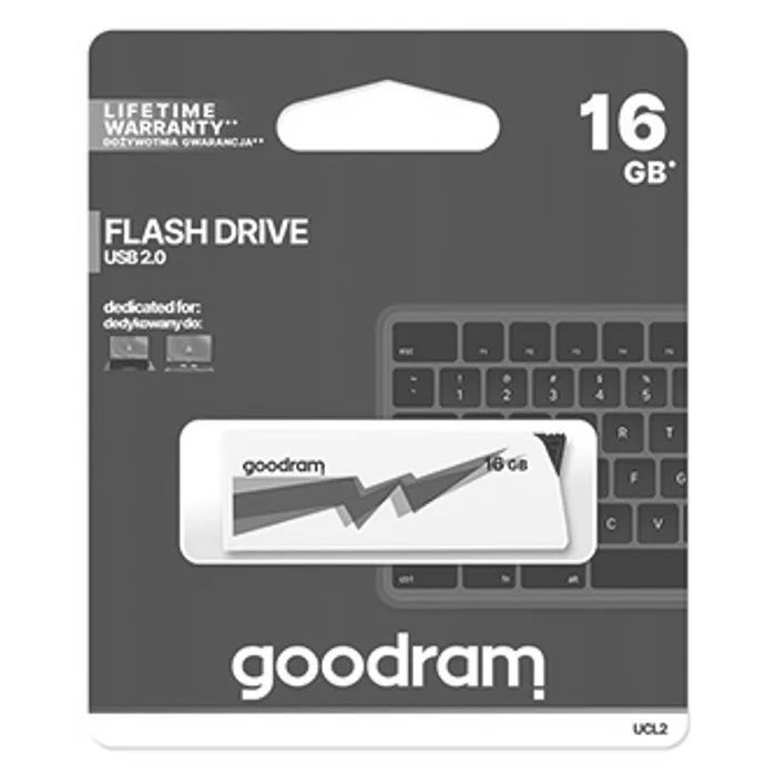 Termék főképe Goodram USB flash disk, USB 2.0, 16GB, UCL2, bílý, UCL2-0160W0R11, USB A, vysouvací konek