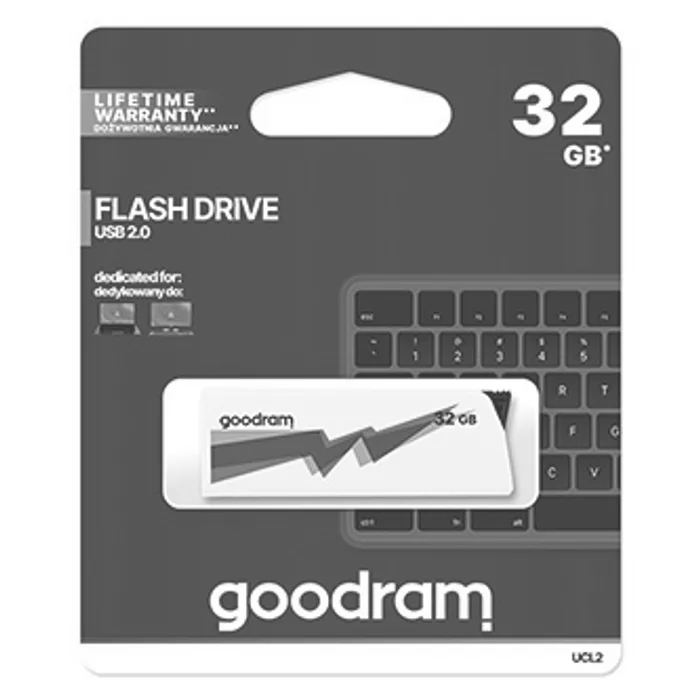 Termék főképe Goodram USB flash disk, USB 2.0, 32GB, UCL2, bílý, UCL2-0320W0R11, USB A, vysouvací konek