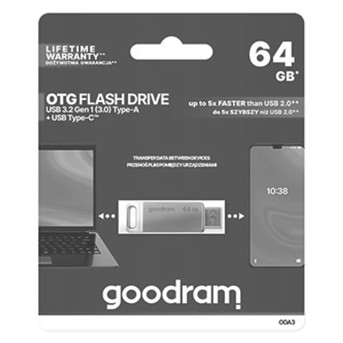 Termék főképe Goodram USB flash disk, USB 3.0 (3.2 Gen 1), 64GB, ODA3, stříbrný, ODA3-0640S0R11, USB A
