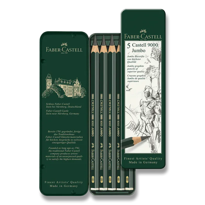 Termék főképe Grafitová tužka Castell 9000 Jumbo plechová krabička 5ks Faber Castell (119305)