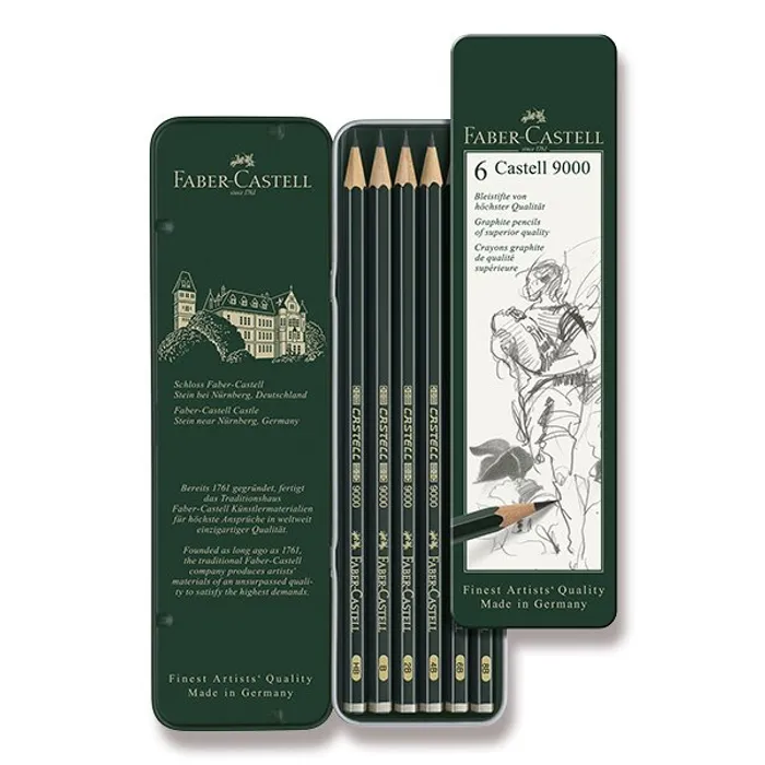 Termék főképe Grafitová tužka Faber-Castell Castell 9000 6 ks, plechová krabička