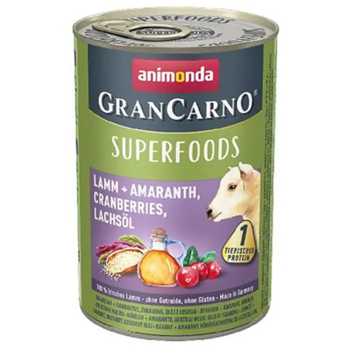 Termék főképe GRANCARNO Superfoods jehněčí,amarant,brusinky,los.olej 400 g pro psy