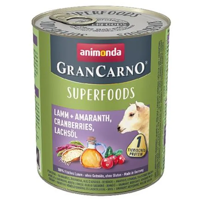 Termék főképe GRANCARNO Superfoods jehněčí,amarant,brusinky,los.olej 800 g pro psy