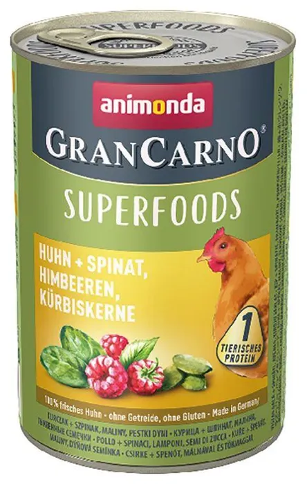 Termék főképe GRANCARNO Superfoods kuře,špenát,maliny,dýňová semínka 400 g pro psy