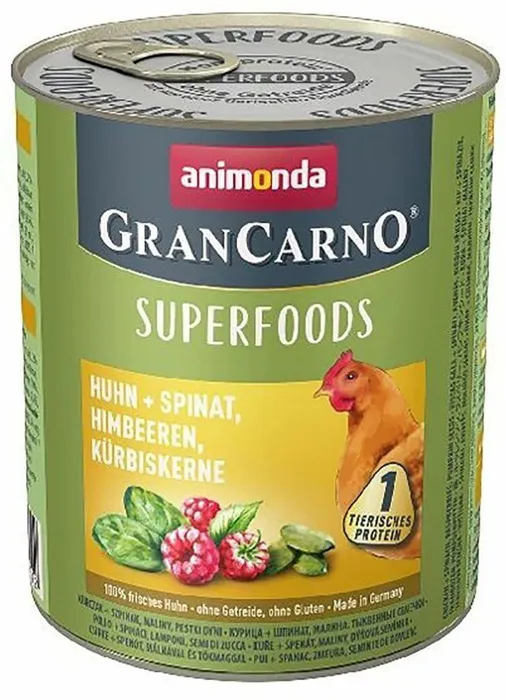 Termék főképe GRANCARNO Superfoods kuře,špenát,maliny,dýňová semínka 800 g pro psy