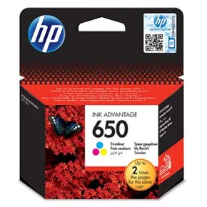 HP eredeti tinta CZ102AE, HP 650, színes, 200 oldal, HP Deskjet Ink Advantage 2515 AiO, 351