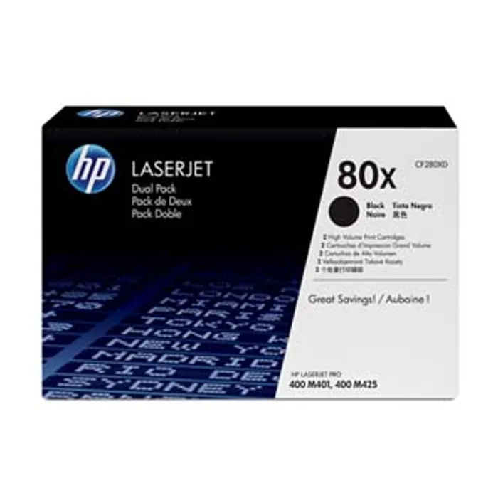 Termék főképe HP originální toner CF280XD, black, 6900str., HP 80X, HP LaserJet+, N, dual pack, 2000g,
