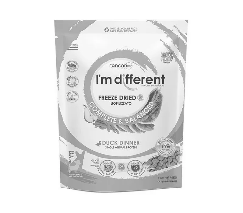 Termék főképe I´M DIFFERENT Duck DINNER, mrazem sušené raw krmivo s kachnou, 397 g