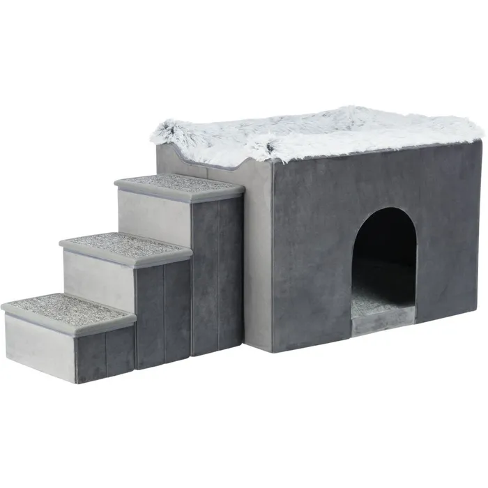 Termék főképe Interiérová boudička HARVEY se schůdky 119x47×50 cm, úložný prostor, šedá