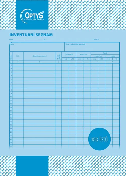 Termék főképe Inventurní seznam A4, 100 listů 1049