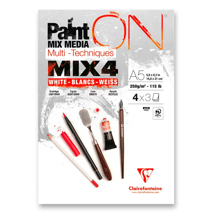 Termék főképe Blok Clairefontaine Paint'ON Mix4 - A5, 12 listů, 250 g