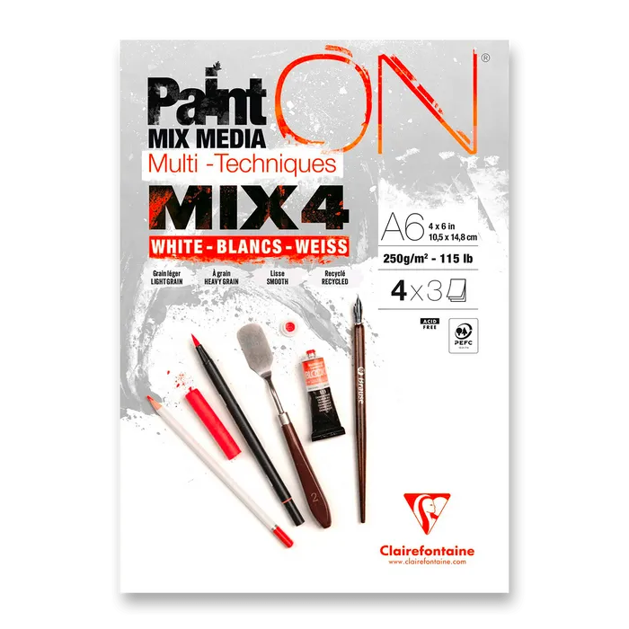 Termék főképe Blok Clairefontaine Paint'ON Mix4 - A6, 12 listů, 250 g