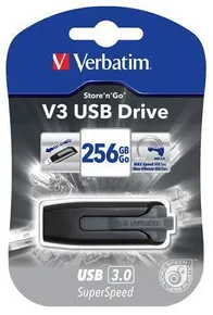 USB flash meghajtó V3, fekete-ezüst, 256 GB, USB 3.0, 80/25 MB/s, SZÓ,