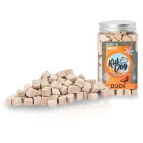 KIDDOG Super Premium 100% fagyasztva szárított KACSA KOCKÁK - tiszta kacsahús, fagyasztva szárítva, 75 g
