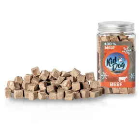 KIDDOG Super Premium 100% fagyasztva szárított marhahús kockák - tiszta marhasoványhús, fagyasztva szárított, 70 g