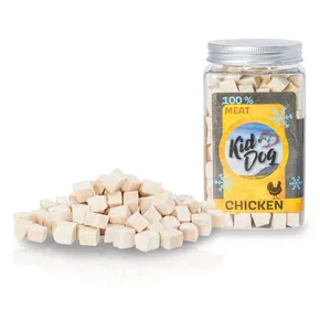 KIDDOG Super Premium 100% fagyasztva szárított csirke kockák - tiszta csirkehús, fagyasztva szárítva, 80 g