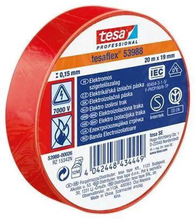 Termék főképe Izolační páska "Professional", červená, 19 mm x 20 m, TESA