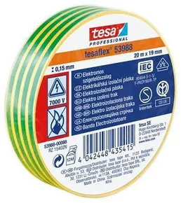 Szigetelőszalag Professional, zöld/sárga 19 mm x 20 m, TESA