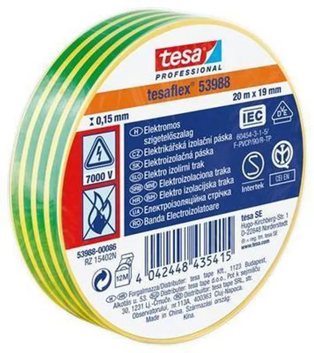 Termék főképe Izolační páska "Professional", zelená/žlutá 19 mm x 20 m, TESA
