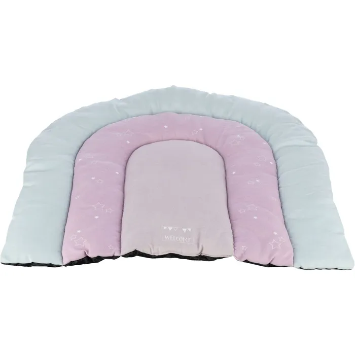 Termék főképe JUNIOR patchwork polštář DUHA, 68 x 62 cm, mátová/lila, růžová, velur