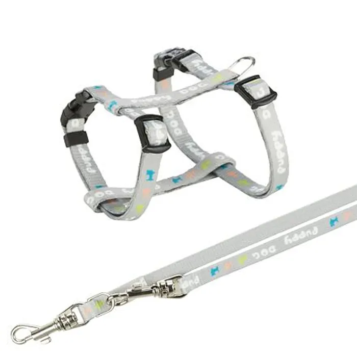 Termék főképe JUNIOR postroj s vodítkem pro štěňata, světlešedá M-L: 27-45 cm/10 mm, 2,00 m