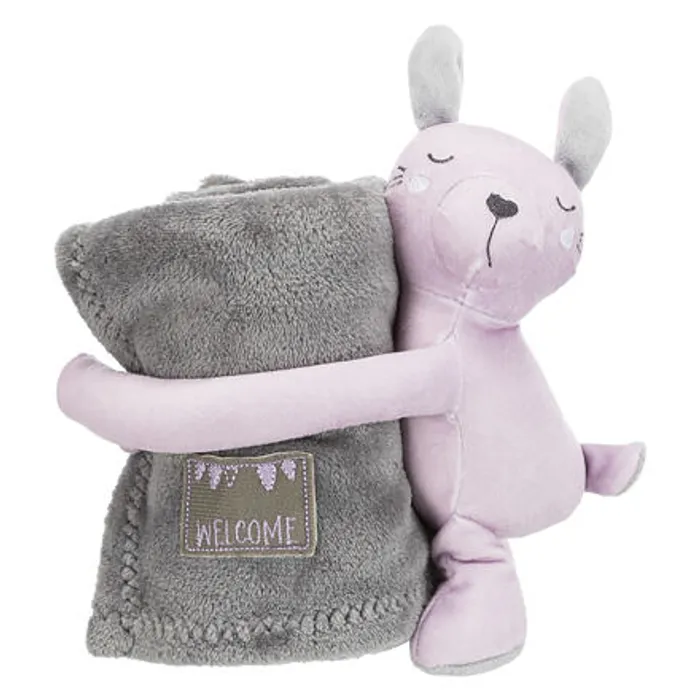 Termék főképe JUNIOR set - deka 75 x 50 cm + plyšový medvídek, šedá/světle fialová