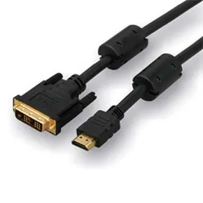 DVI kábel (18+1) M- HDMI M, 3m, fekete, logó, buborékfólia