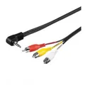 Kábelcsatlakozó (3,5 mm) M- Cinch 3x M, 1,5 m, 4 pólusú jack, fekete, embléma, buborékfólia