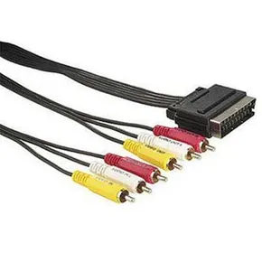 Scart M-Cinch kábel 6x M, 1,5 m, fekete