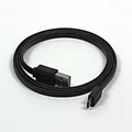 USB kábel (2.0), USB A M megfordítható- USB micro M megfordítható, 0,3 m, lapos, fekete, mindkét oldalon