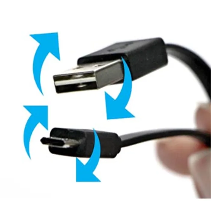 Termék főképe Kabel USB (2.0), USB A M reversible- USB micro M reversible, 1m, plochý, černý