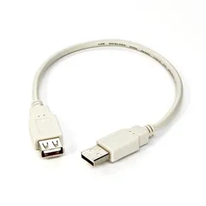 USB kábel (2.0), USB A M- USB A F, 0,3 m, fekete/fehér, logó, buborékfólia