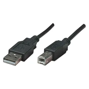 USB kábel (2.0), USB A M- USB B M, 3m, szürke, Logo, buborékfólia