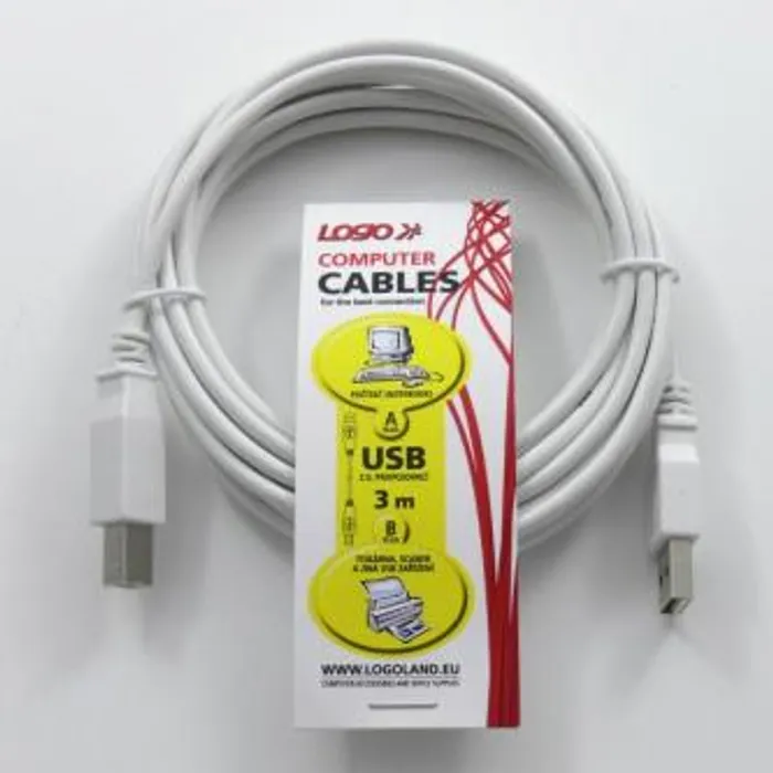 Termék főképe Kabel USB (2.0), USB A M- USB B M, 3m, šedý, Logo